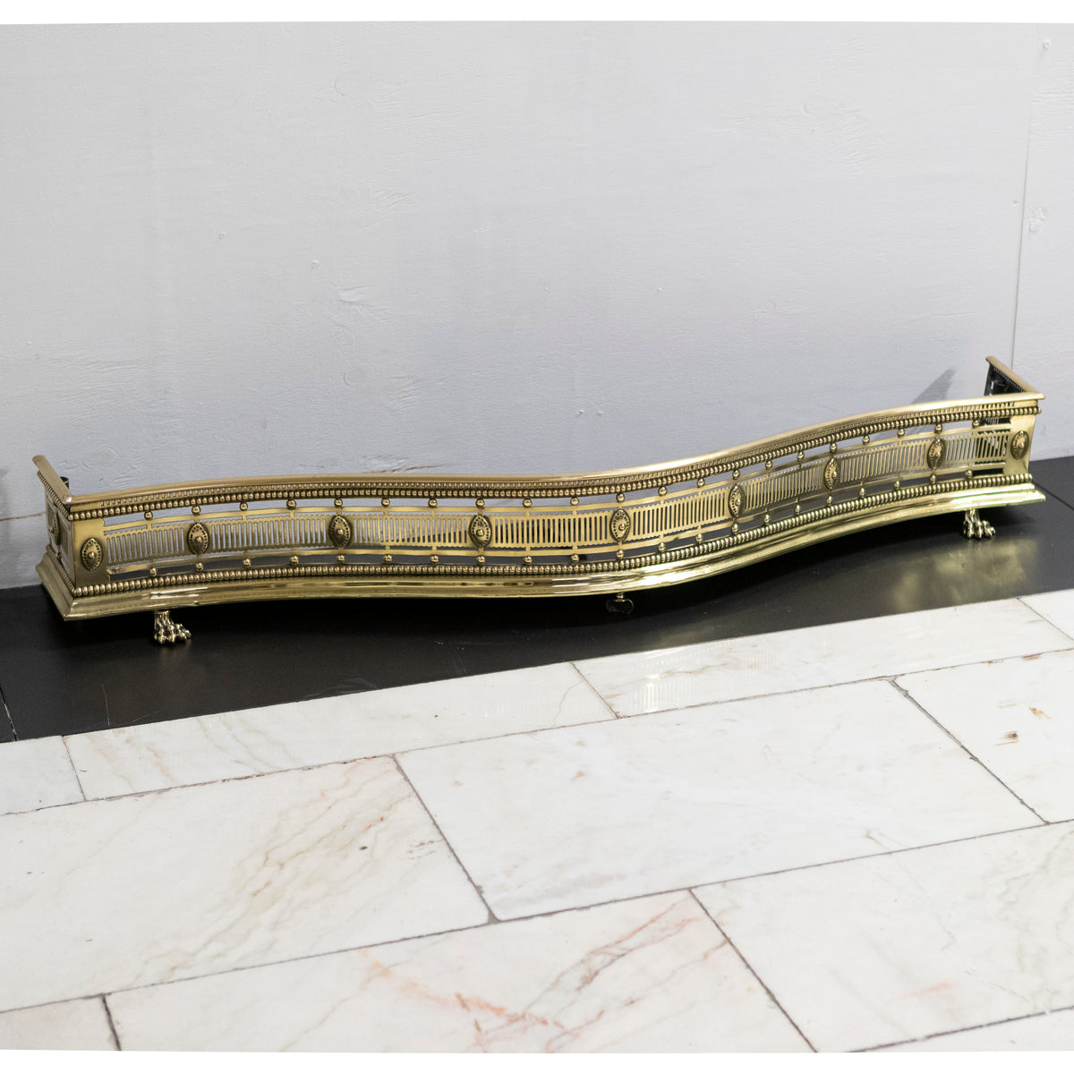 Antique Brass Fireplace Fender with Claw Feet | The Architectural Forum