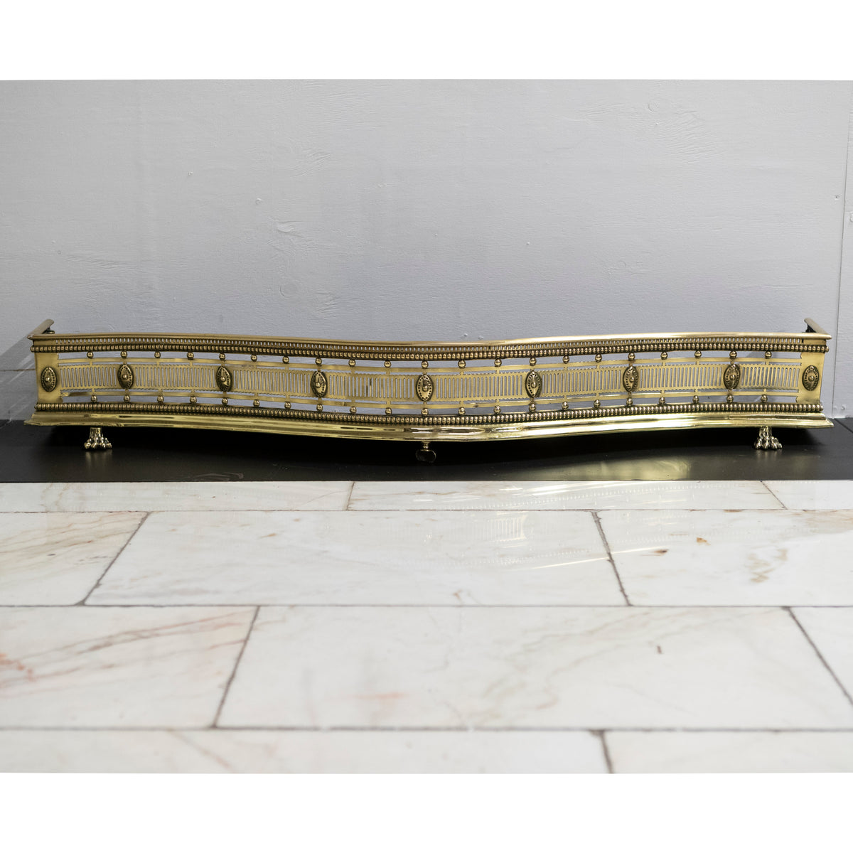 Antique Brass Fireplace Fender with Claw Feet | The Architectural Forum