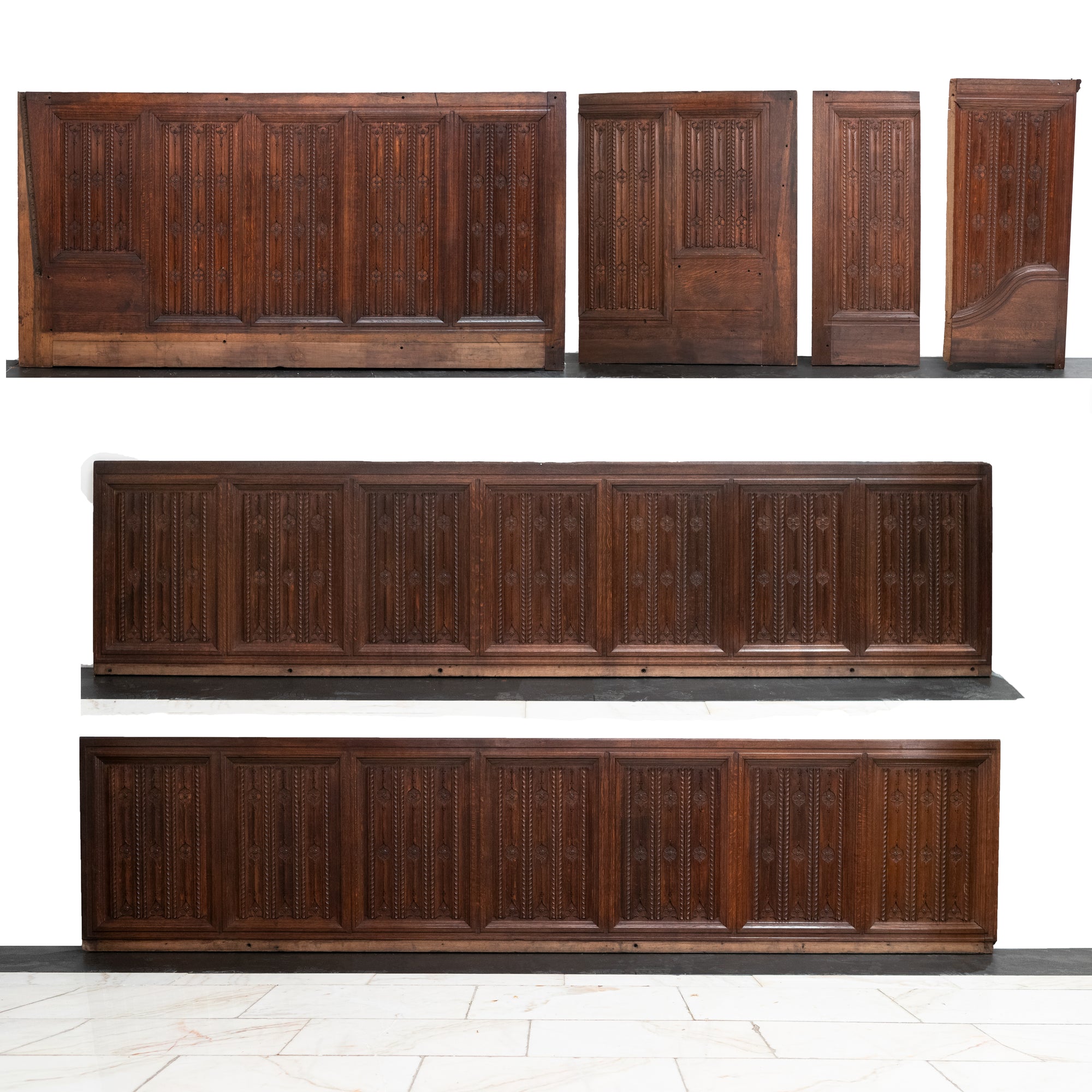 Antique Mid 19th Century Carved Linenfold Oak Panelling | The Architectural Forum