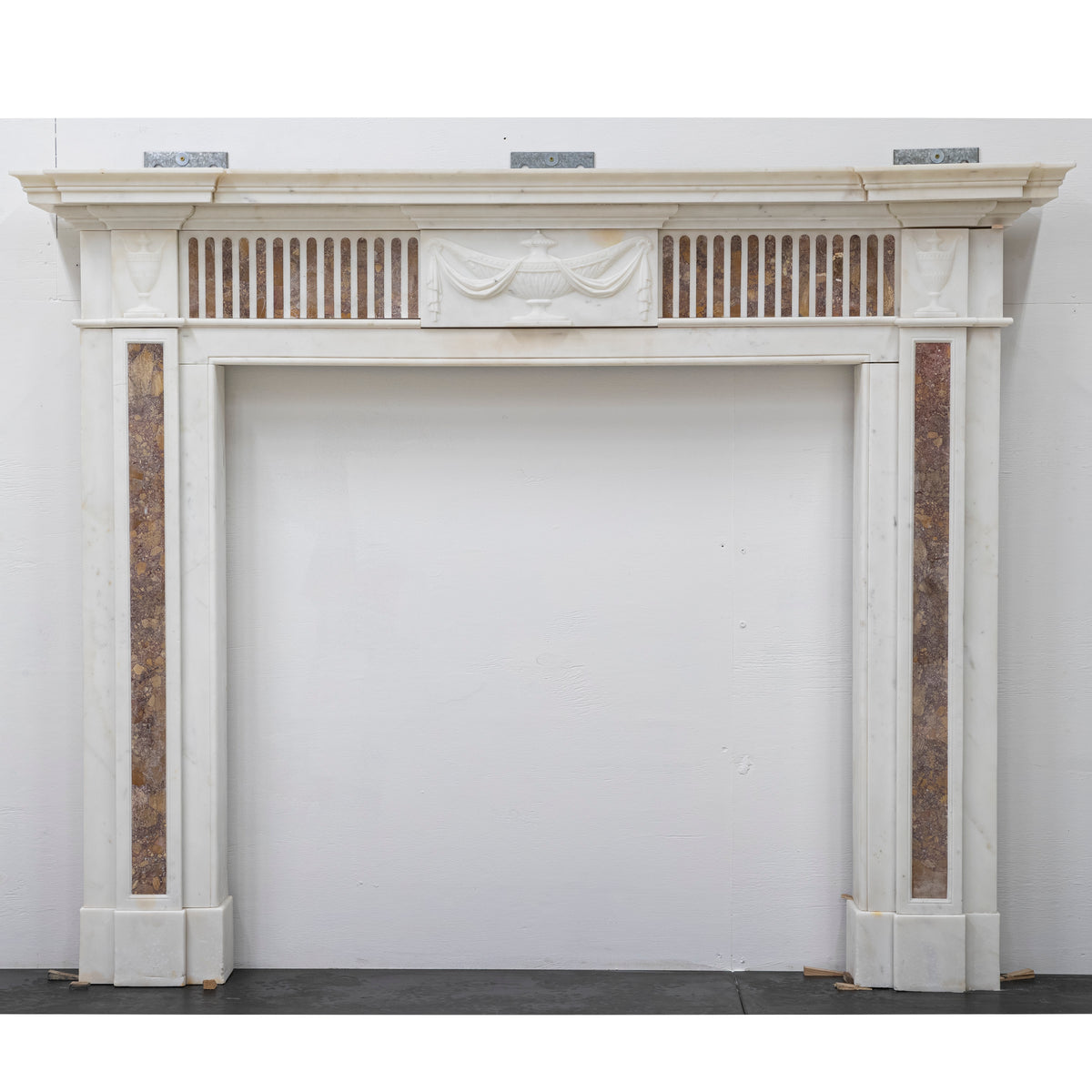 Marble Antique Late Georgian Statuary and Spanish Brocatello Inlay Chimneypiece c.1790 | The Architectural Forum