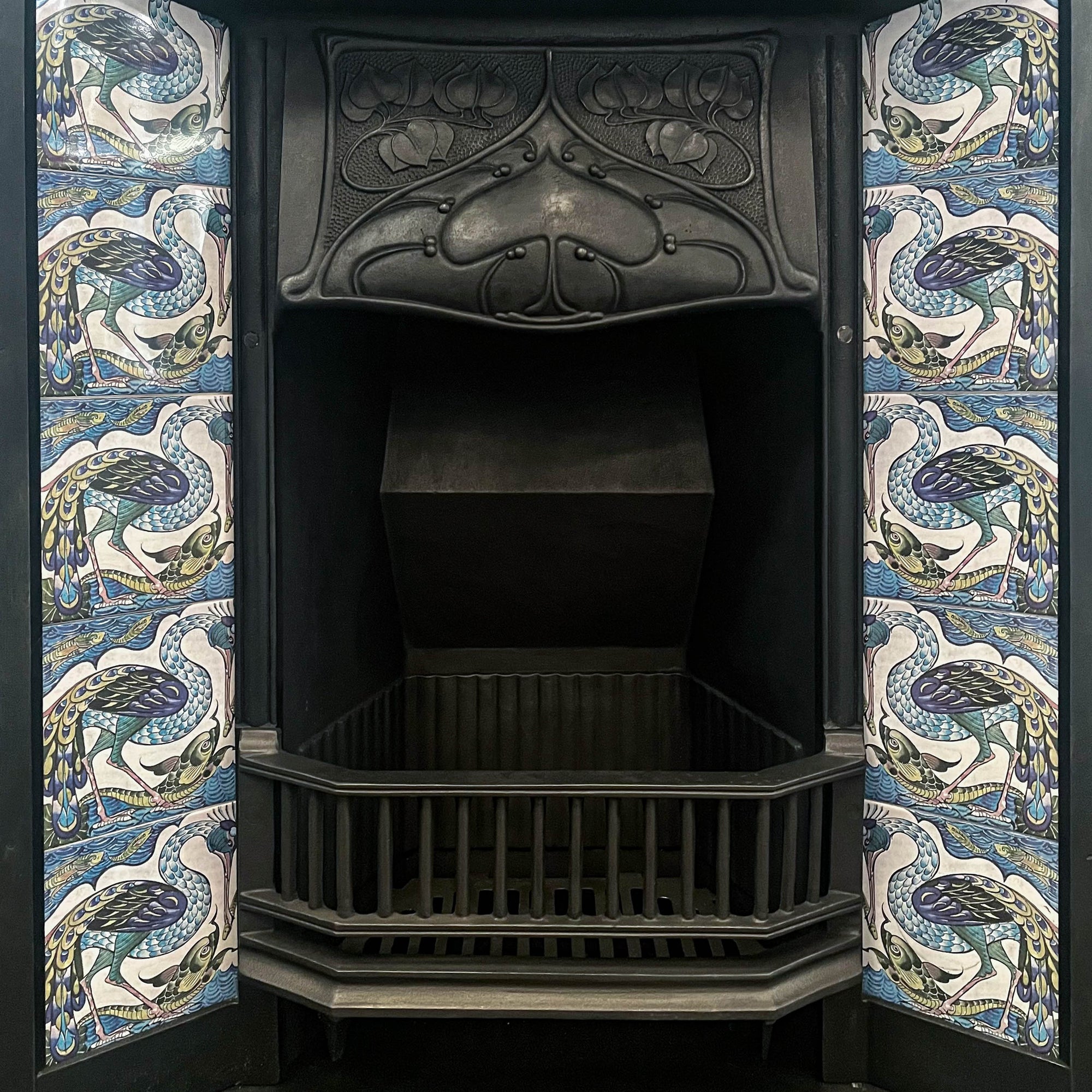 Antique Art Nouveau Tiled Cast Iron Combination Fireplace | The Architectural Forum
