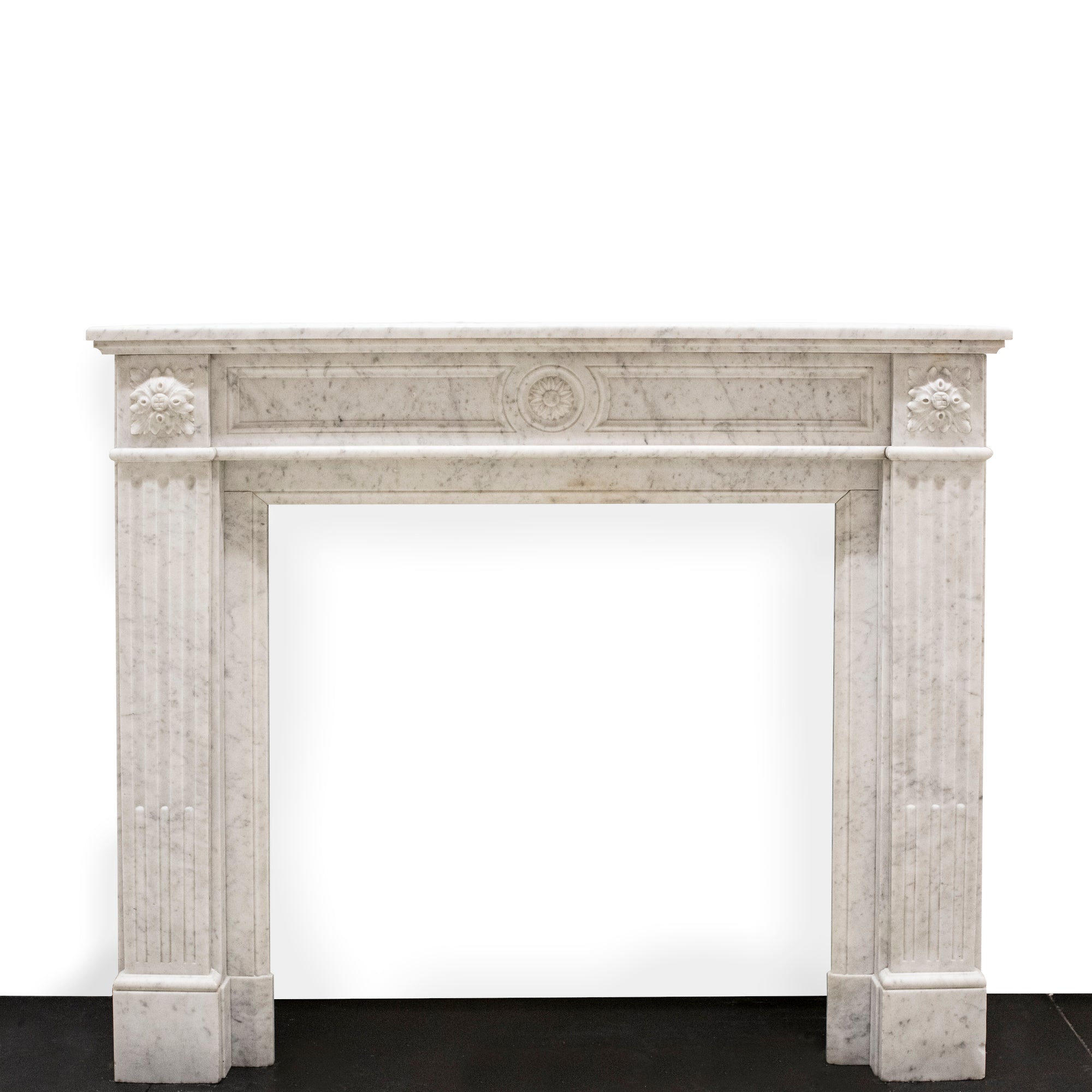 French Louis XVI Carved Marble Fireplace in Carrara Marble | The Architectural Forum