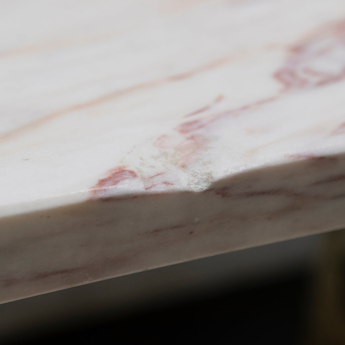 Long Breche Rose Marble Top Table on Cast Iron Legs | The Architectural Forum