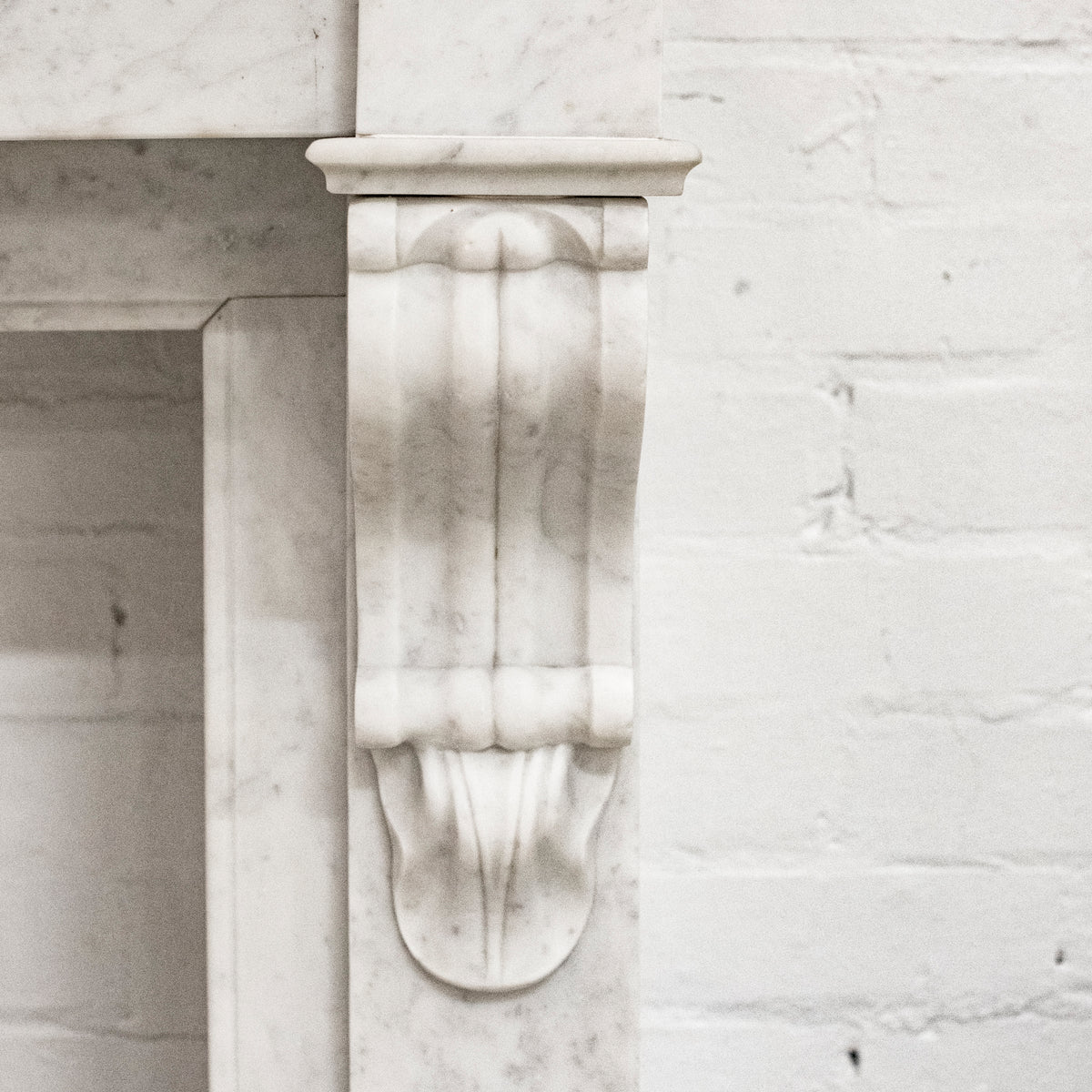 Antique 19th Century French Style Carved Marble Fireplace in Carrara Marble | The Architectural Forum