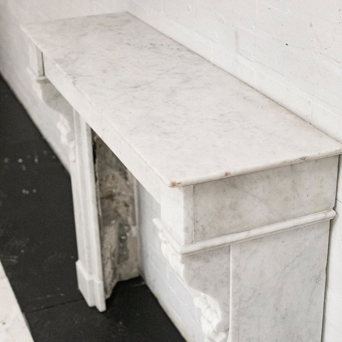 Antique 19th Century French Style Carved Marble Fireplace in Carrara Marble | The Architectural Forum
