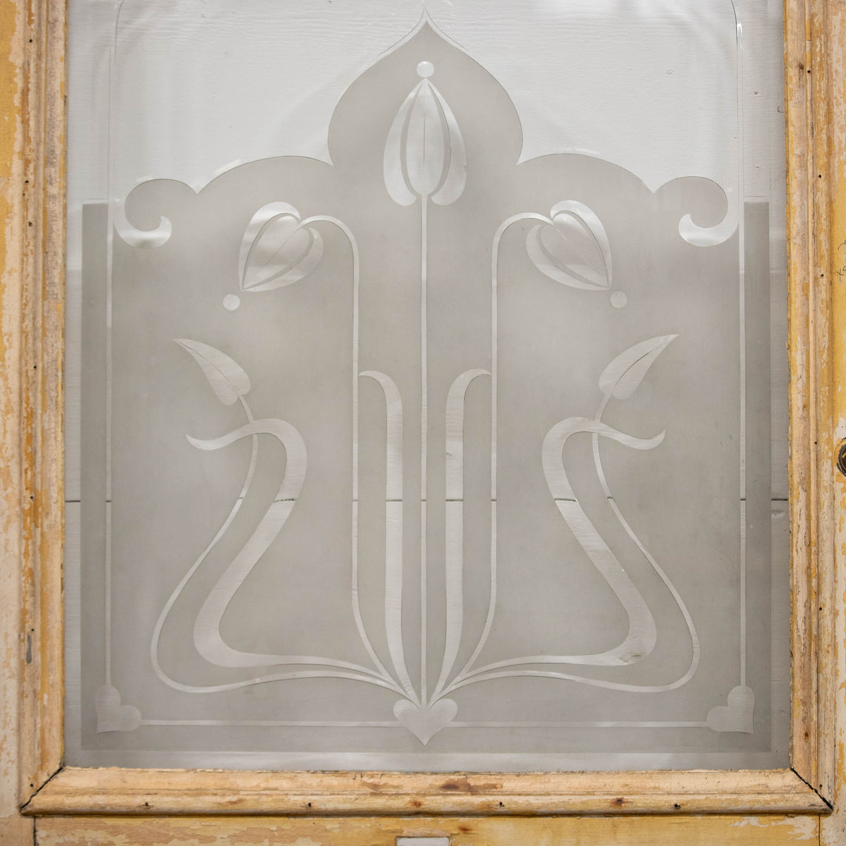 Antique Art Nouveau frosted etched glass front door | The Architectural Forum