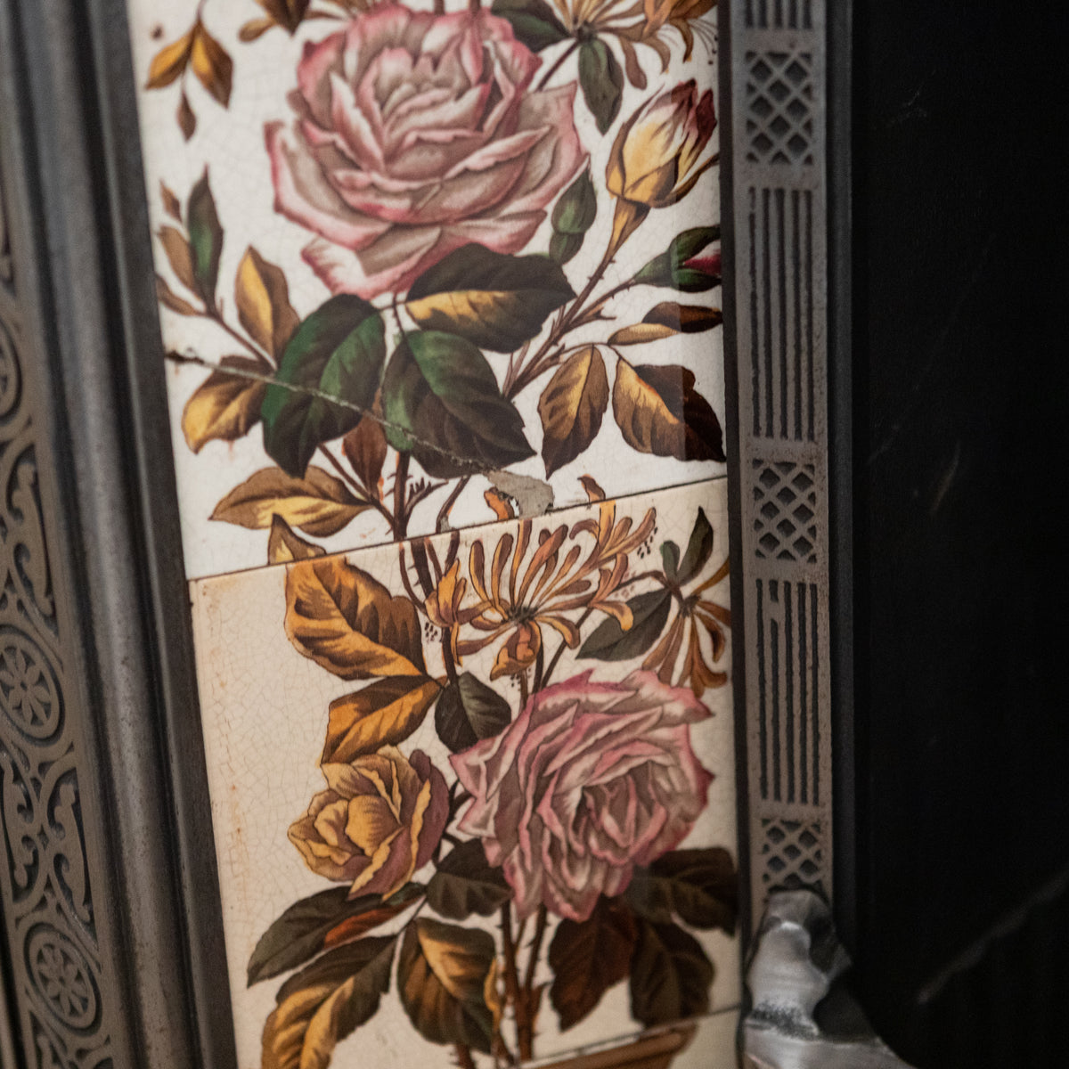 Antique Polished Cast Iron Fireplace Insert with Tiles | The Architectural Forum