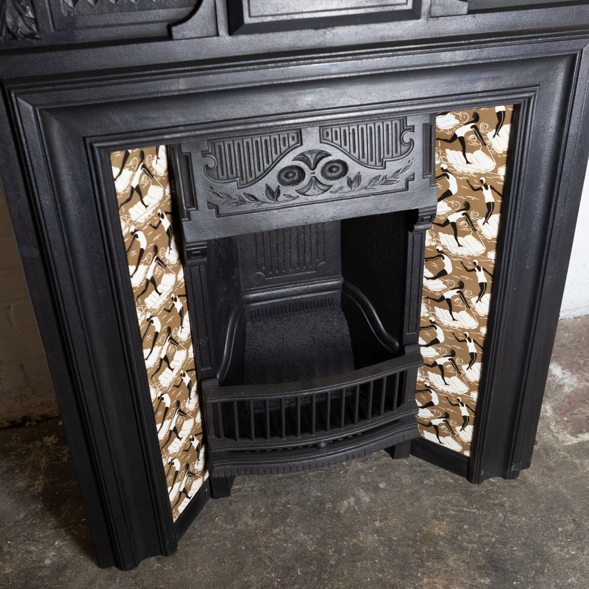 Antique Cast Iron Combination Fireplace with Swimming Lady Tiles | The Architectural Forum