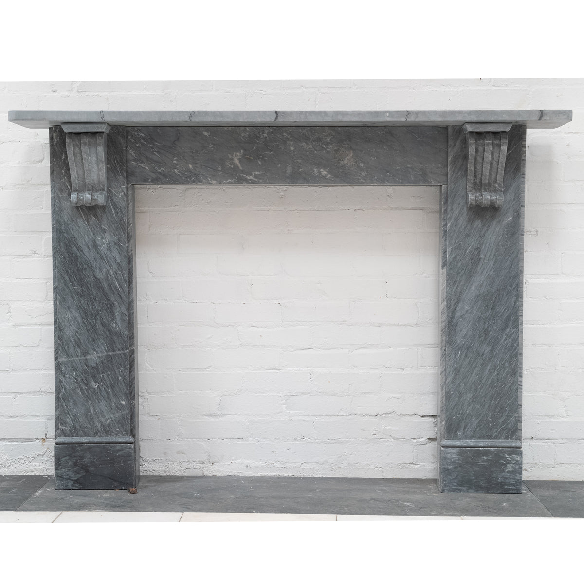 Antique Dove Grey Marble Fireplace Surround with Corbels | The Architectural Forum