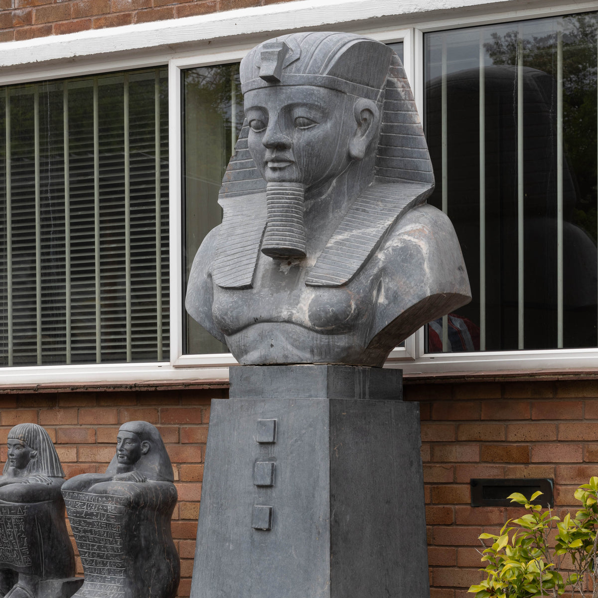 Monumental Egyptian Pharaoh Marble Statue on Plinth | The Architectural Forum