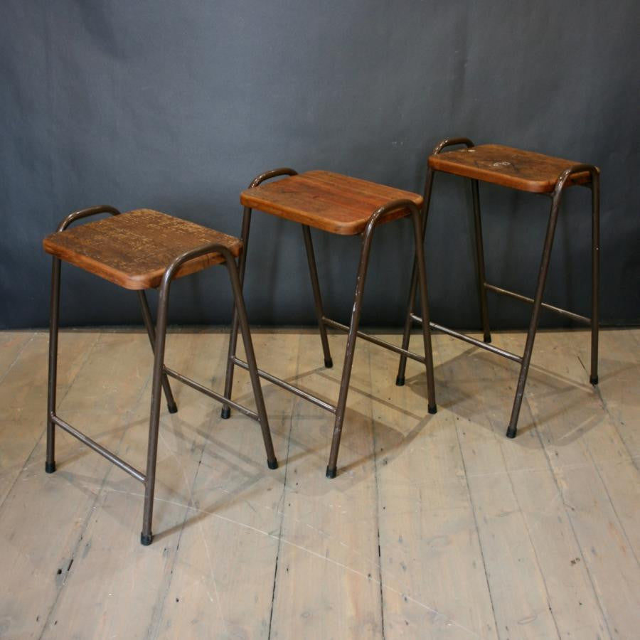 Vintage Teak Top Tubular Stacking Stools (>100 available) | The Architectural Forum