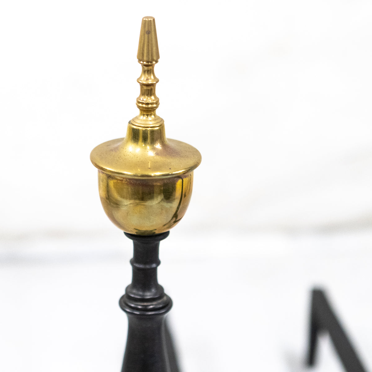 Antique Cast Iron Andirons | Brass Finial Firedogs | The Architectural Forum