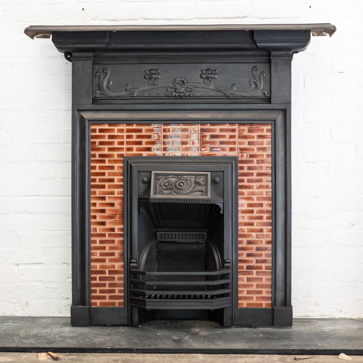 Antique Art Nouveau Edwardian Tiled Combination Fireplace | The Architectural Forum