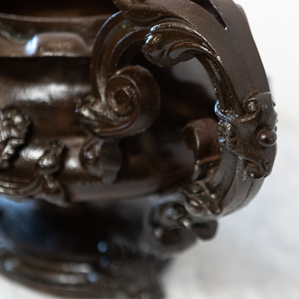Antique French Cast Iron Urn | Planter Jardiniere | Twin Handle | The Architectural Forum