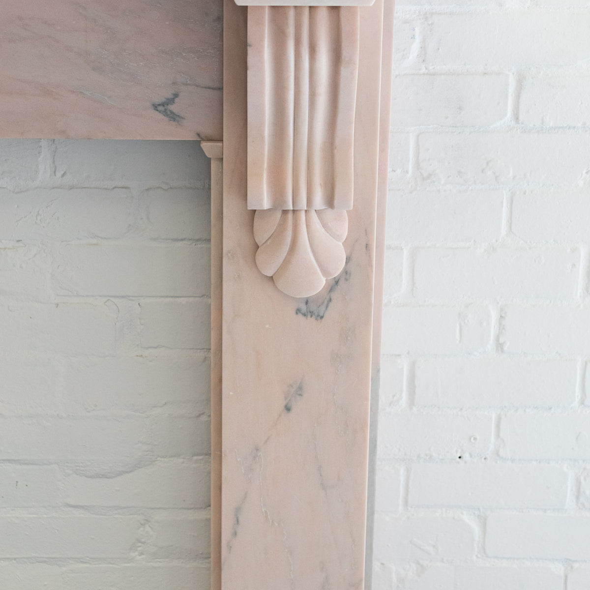 Victorian Style Chimneypiece In Pink Marble with Carved Corbels | The Architectural Forum