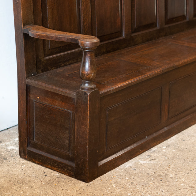 Large Reclaimed Antique Oak High-Back Bench | Settle | The Architectural Forum