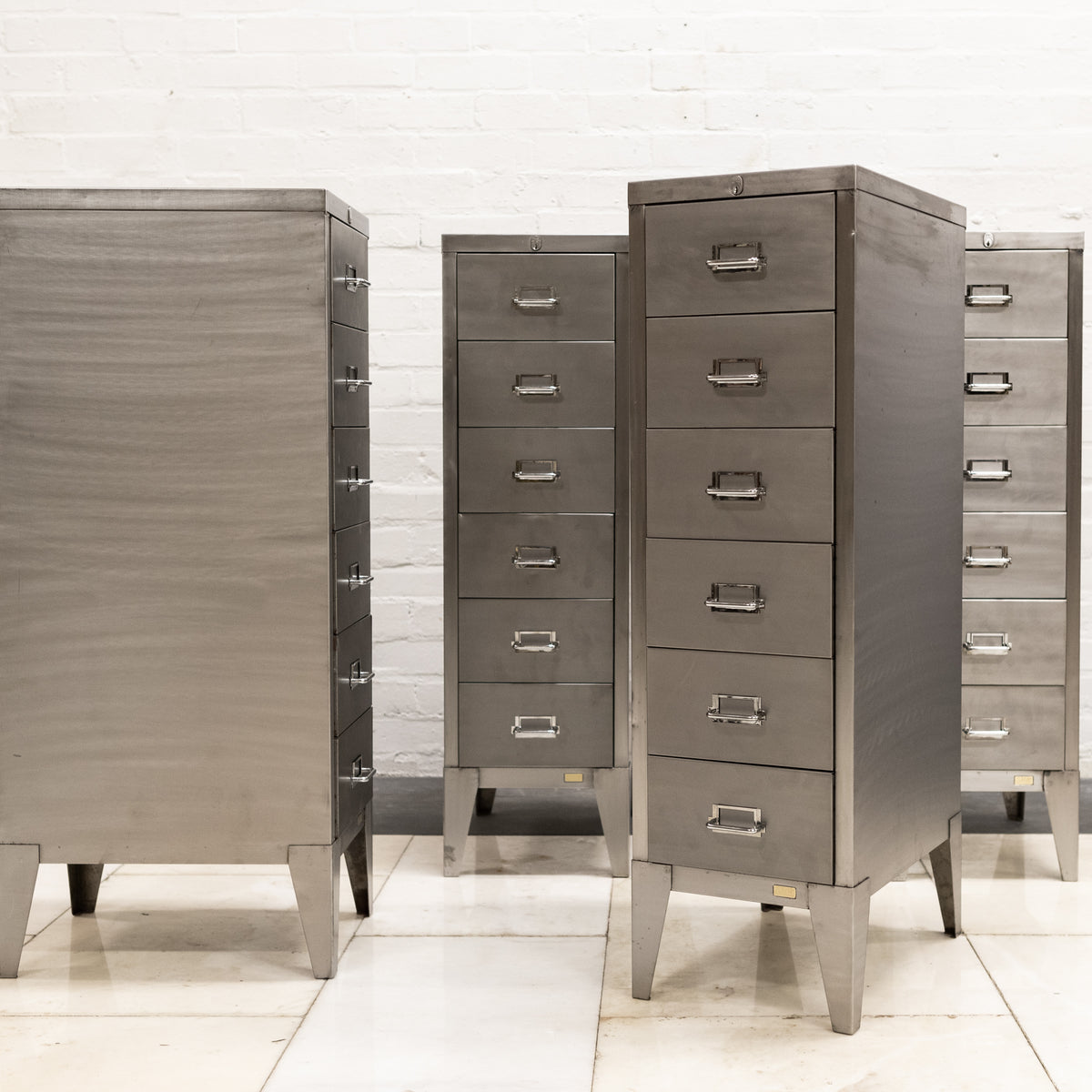 Mid Century Hand Polished Industrial Steel Filing Cabinet (2 available) | The Architectural Forum