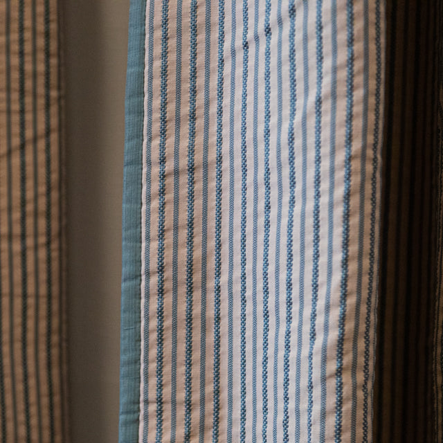 Reclaimed Large Heavy Pinstripe Curtains with Pelmet | The Architectural Forum
