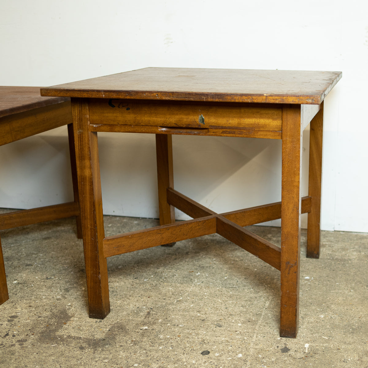 Reclaimed Vintage Solid Teak Square Tables | Desks with Drawer (many available) | The Architectural Forum