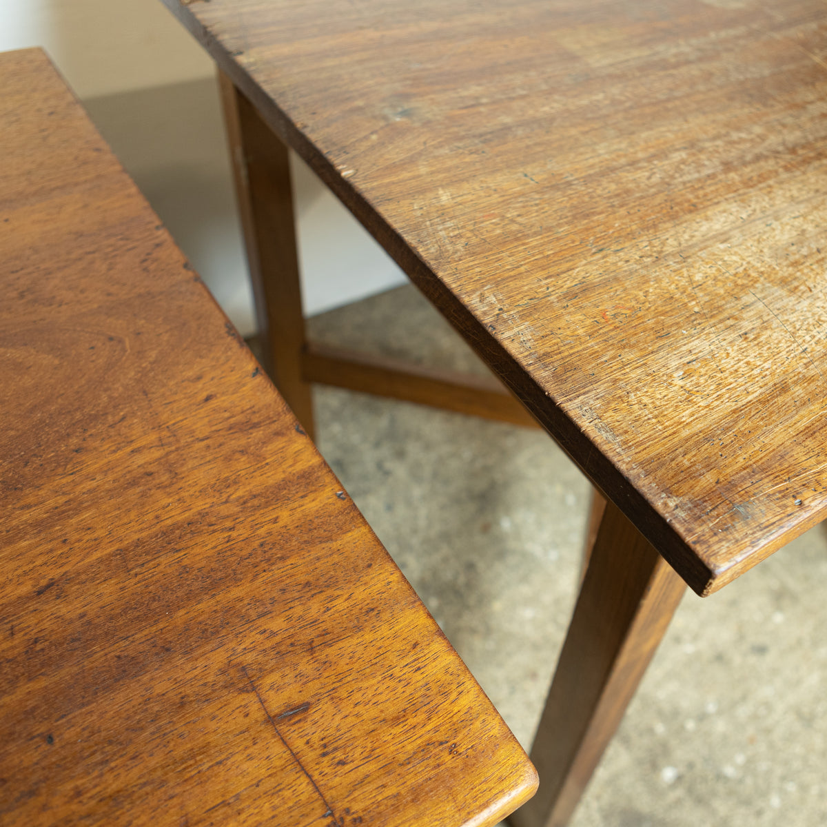 Reclaimed Vintage Solid Teak Square Tables | Desks with Drawer (many available) | The Architectural Forum