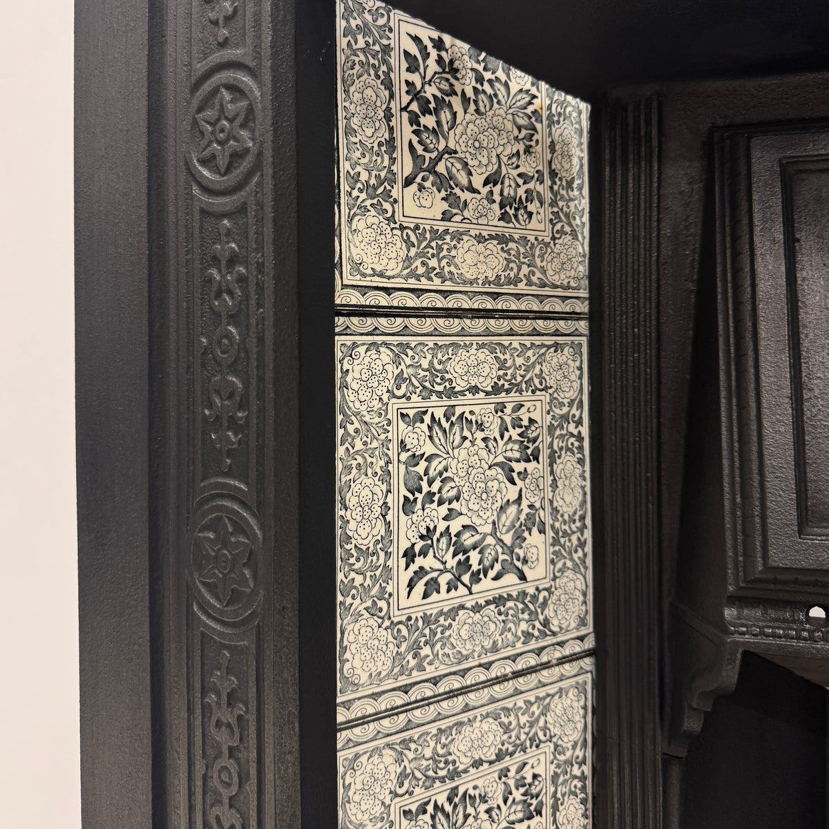 Antique Victorian Cast Iron Floral Tiled Fireplace Insert | The Architectural Forum