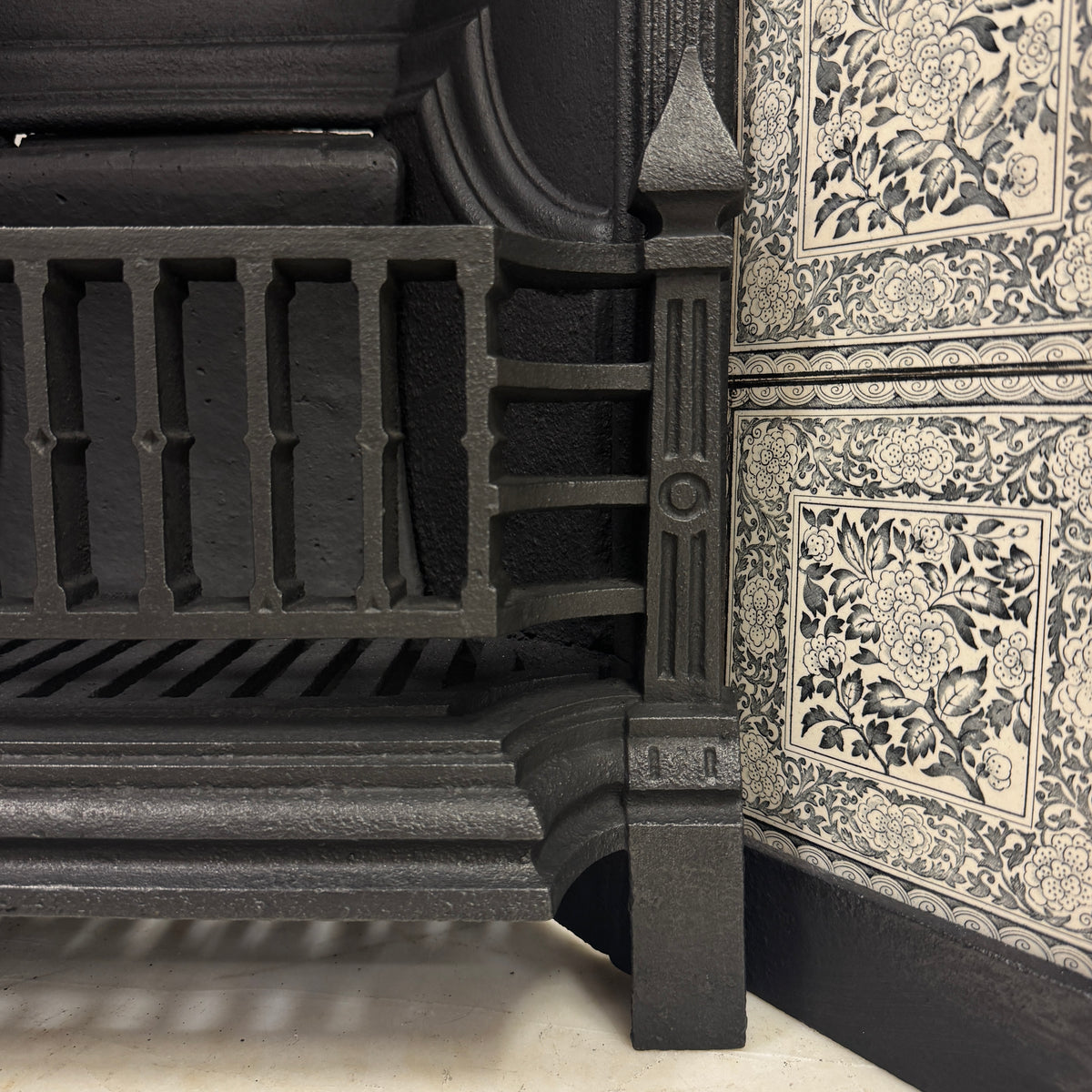 Antique Victorian Cast Iron Floral Tiled Fireplace Insert | The Architectural Forum