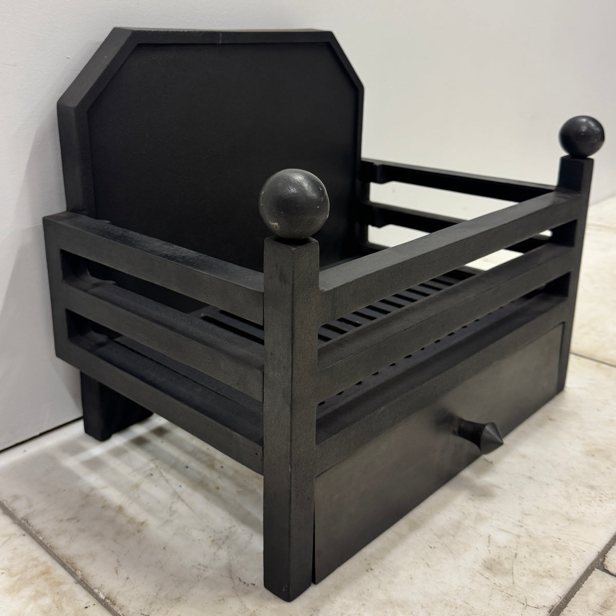 Reclaimed Cast Iron Fire Basket with Backplate