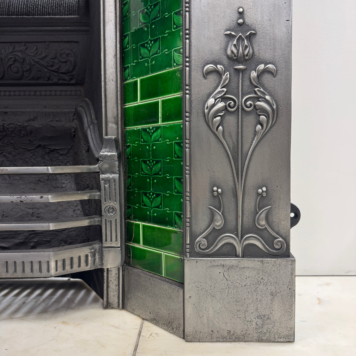 Antique Cast Iron Art Nouveau Combination Fireplace | The Architectural Forum