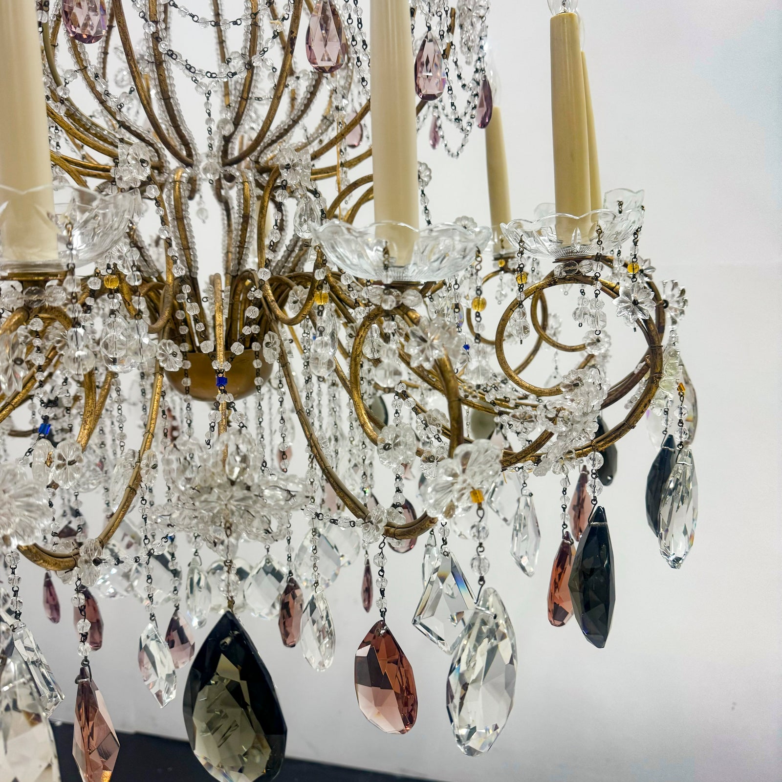 Reclaimed Antique Coloured Crystal Chandelier | 12 Arm | The Architectural Forum