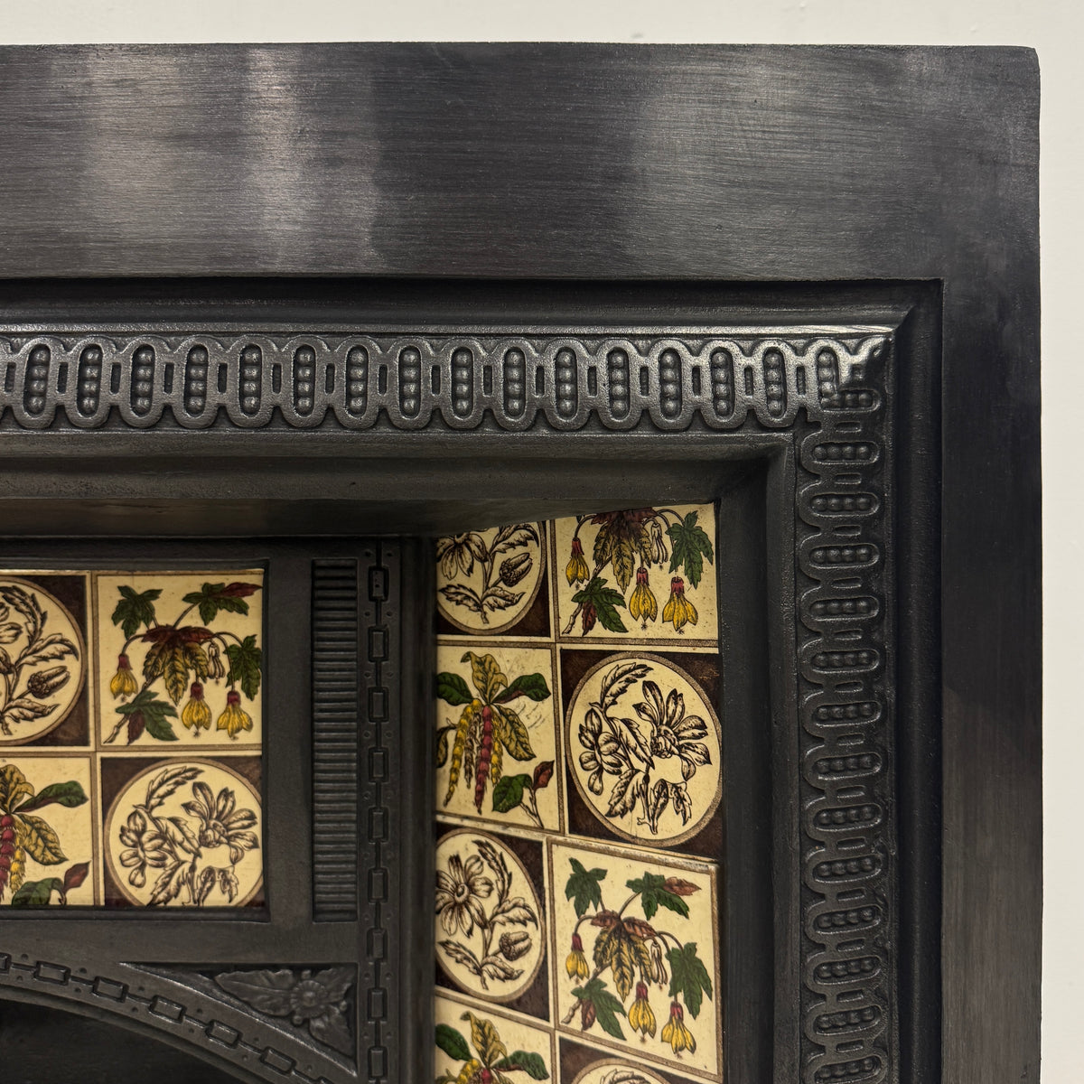 Antique Victorian Cast Iron Floral Tiled Fireplace Insert | The Architectural Forum
