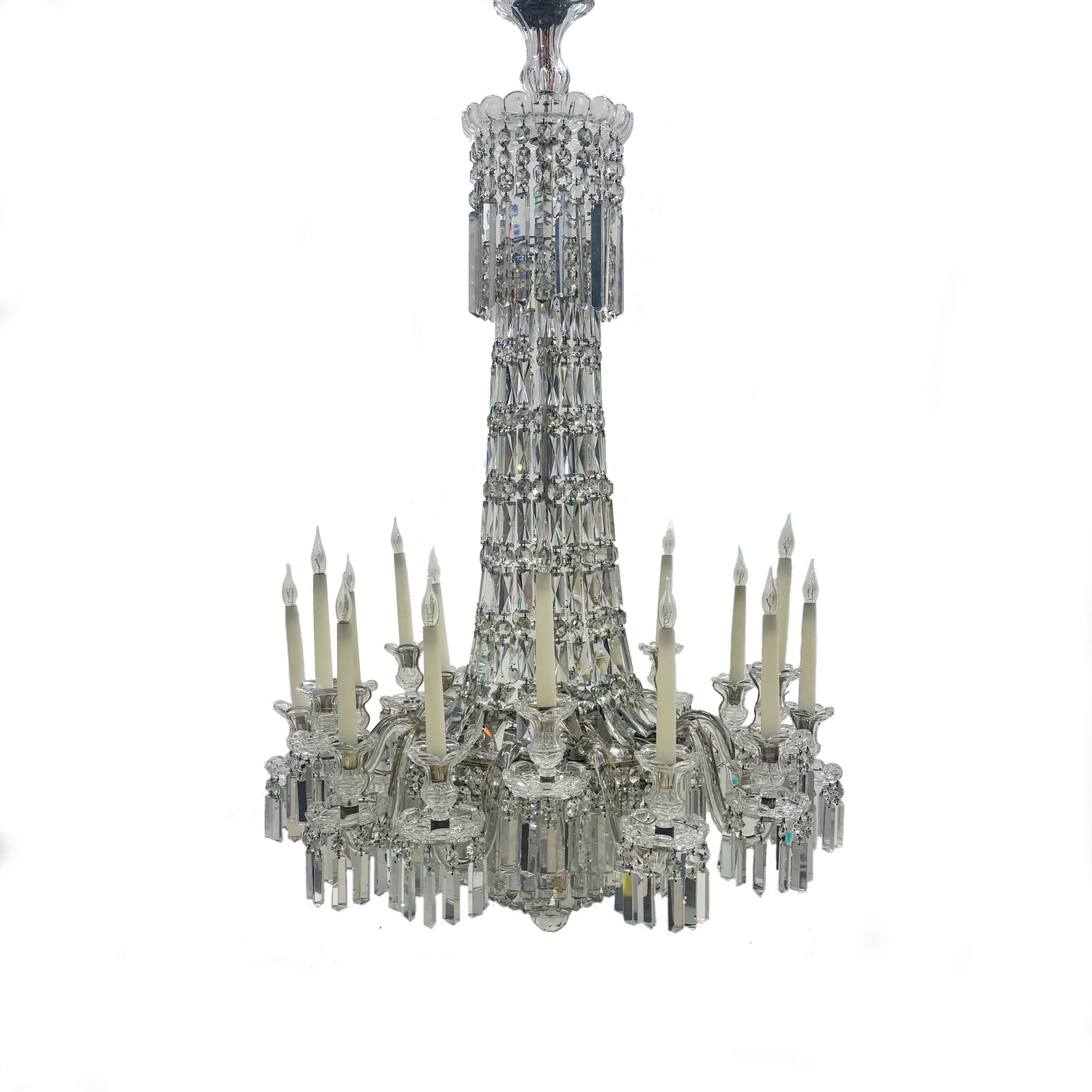 Mid 19th Century Antique Crystal Chandelier By F&C Osler of Tent and Waterfall Design| 15 Arm | The Architectural Forum