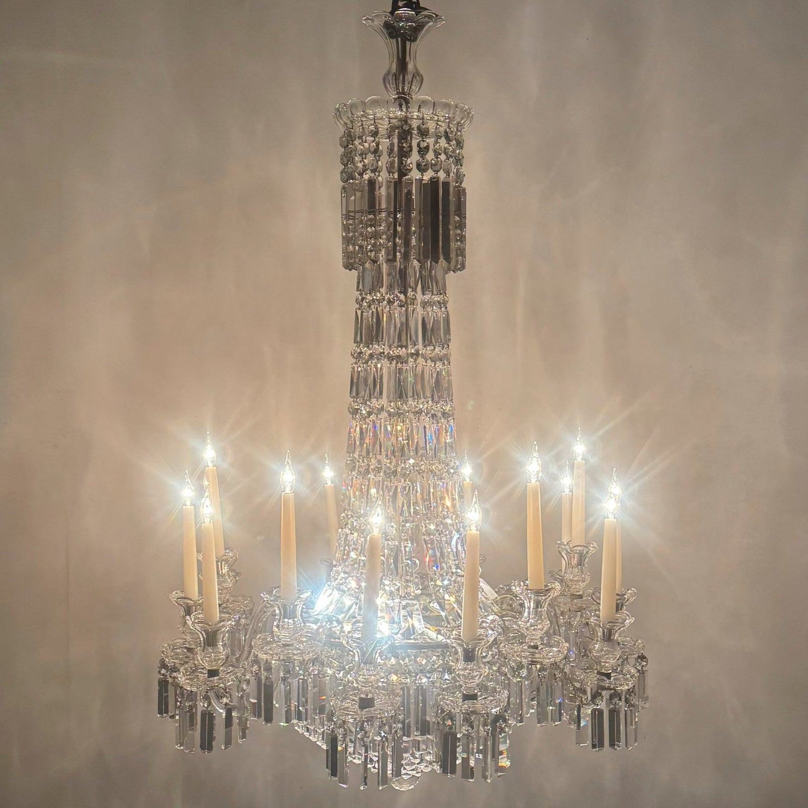 Mid 19th Century Antique Crystal Chandelier By F&C Osler of Tent and Waterfall Design| 15 Arm | The Architectural Forum