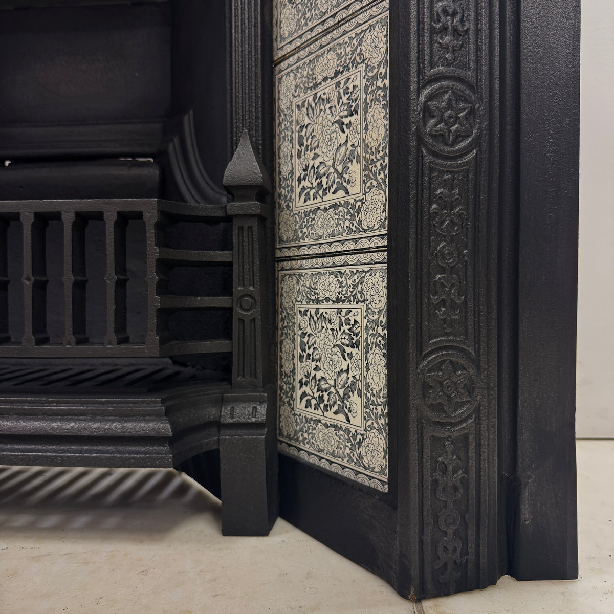 Antique Victorian Cast Iron Floral Tiled Fireplace Insert | The Architectural Forum