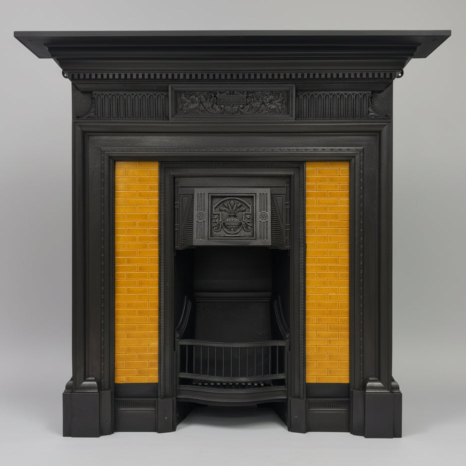 Antique Victorian Tiled Cast Iron Combination Fireplace