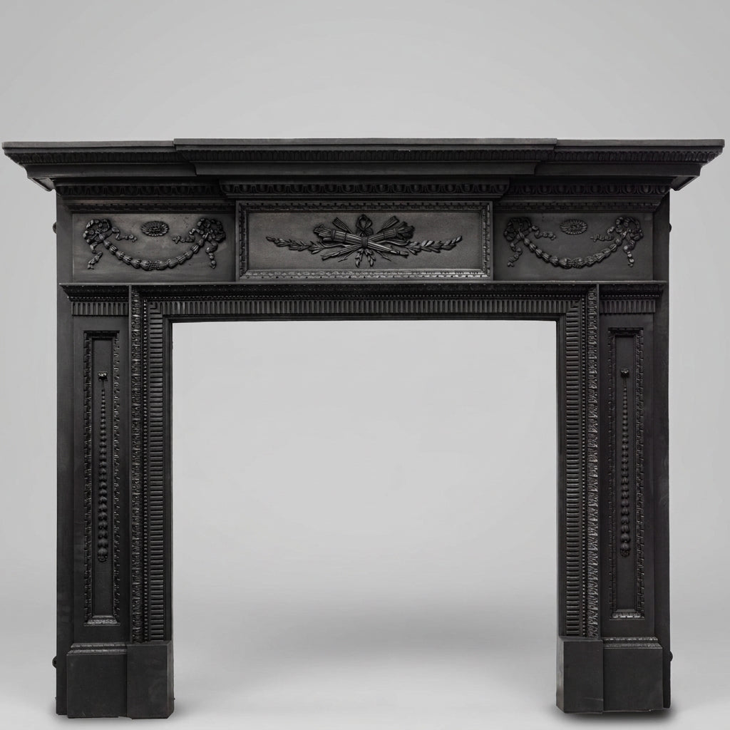 Antique Ornate Victorian Cast Iron Fireplace Surround