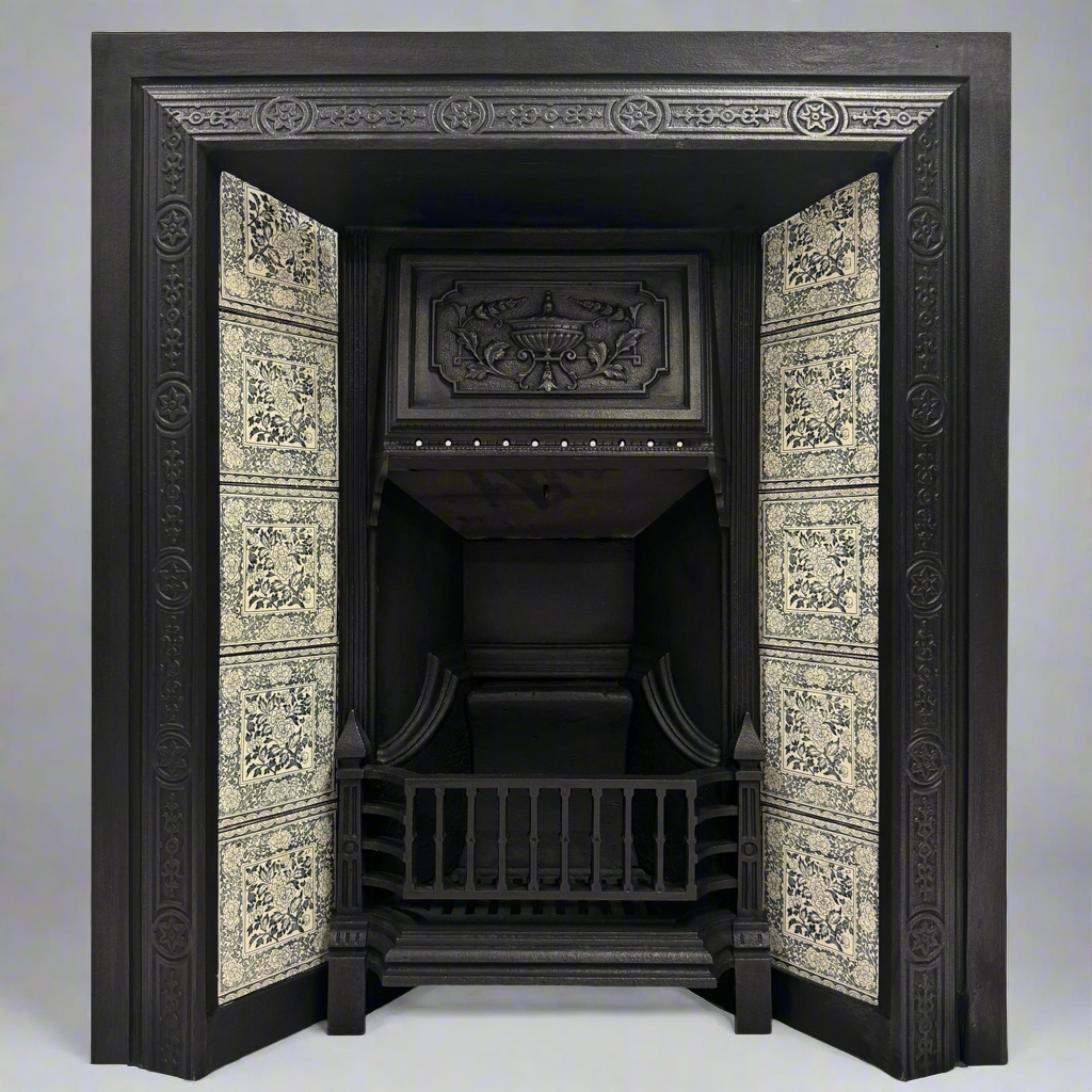 Antique Victorian Cast Iron Floral Tiled Fireplace Insert | The Architectural Forum