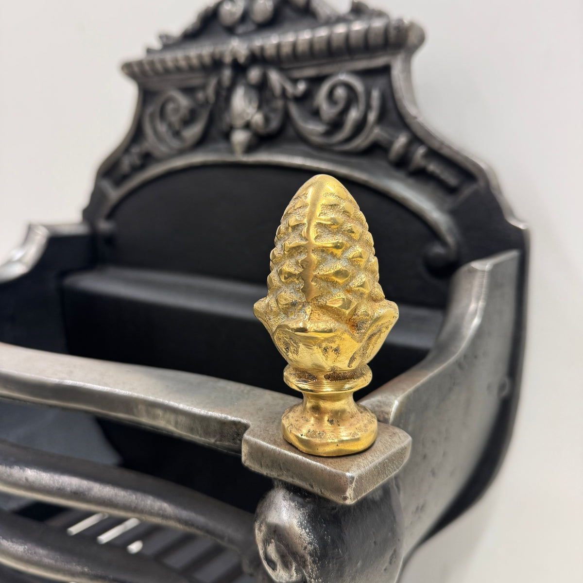 Reclaimed Cast Iron Fire Basket With Brass Finials | The Architectural Forum