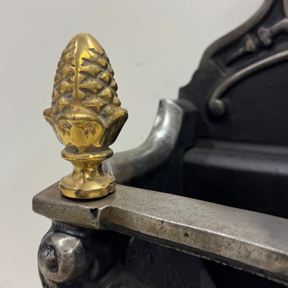 Reclaimed Cast Iron Fire Basket With Brass Finials | The Architectural Forum