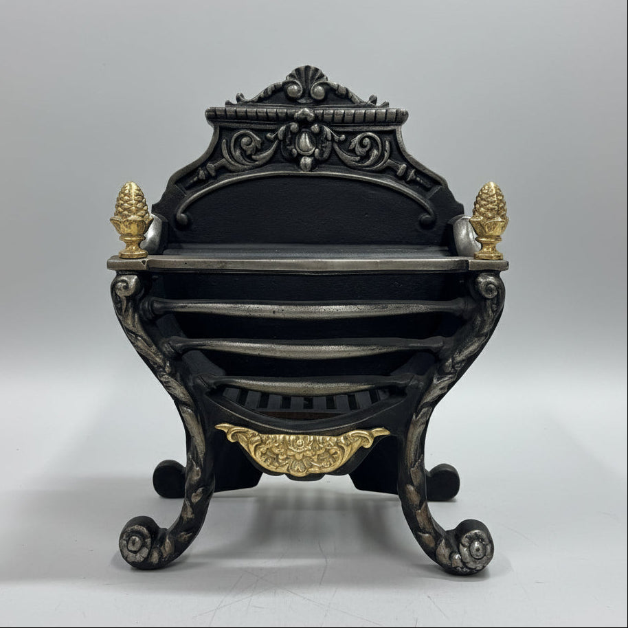 Reclaimed Cast Iron Fire Basket With Brass Finials | The Architectural Forum