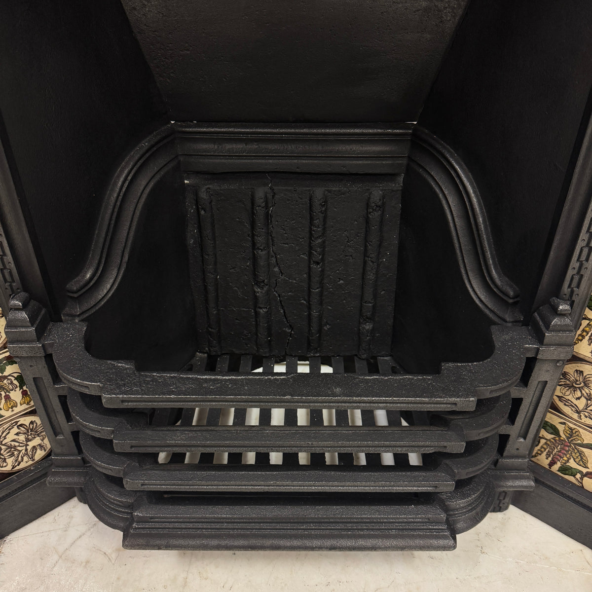 Antique Victorian Cast Iron Floral Tiled Fireplace Insert | The Architectural Forum