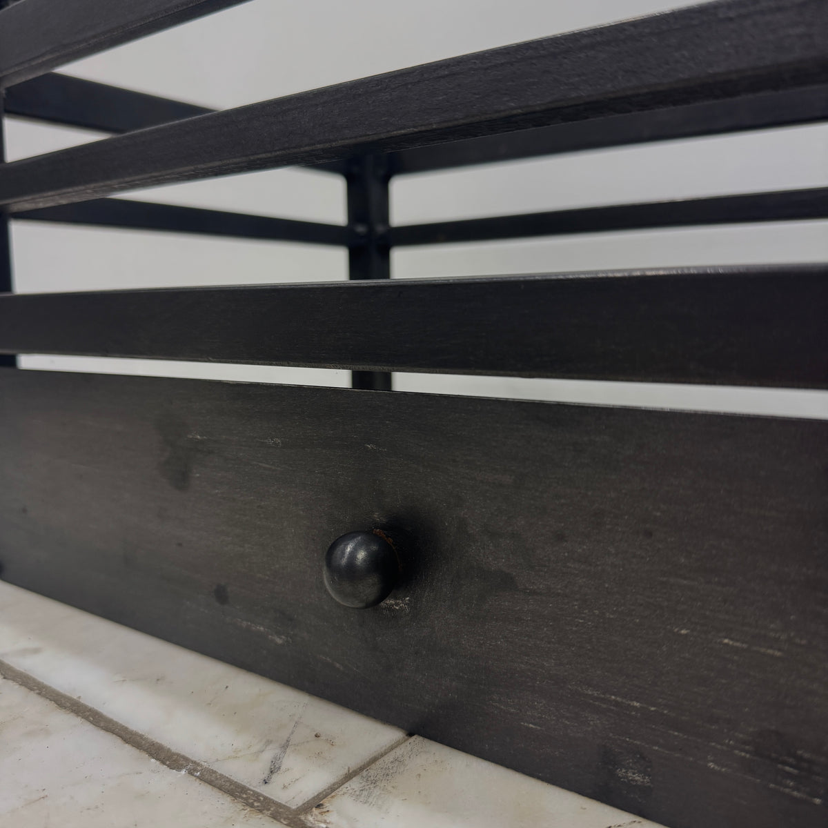 Reclaimed Black Fire Basket with Ash Pan Cover