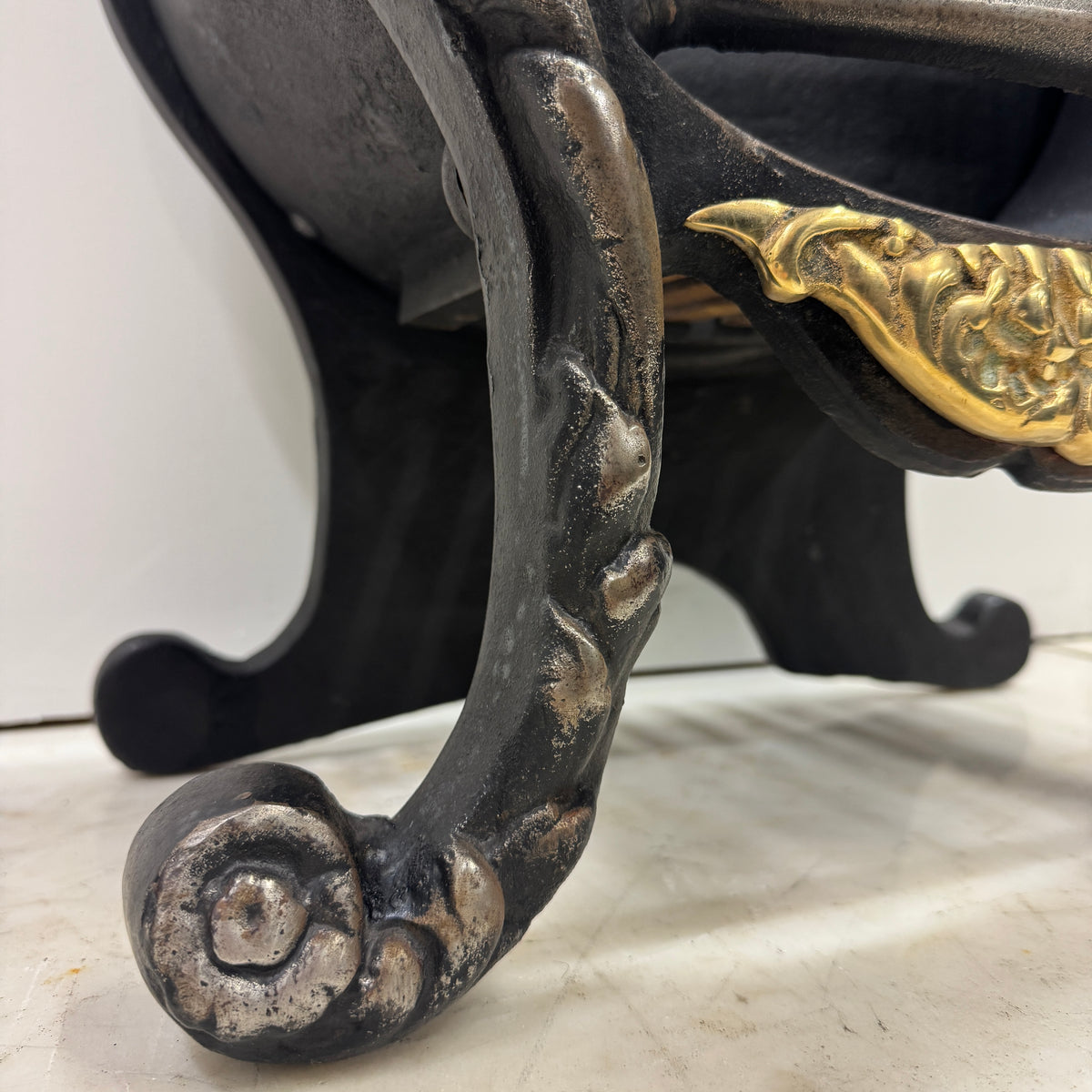 Reclaimed Cast Iron Fire Basket With Brass Finials | The Architectural Forum