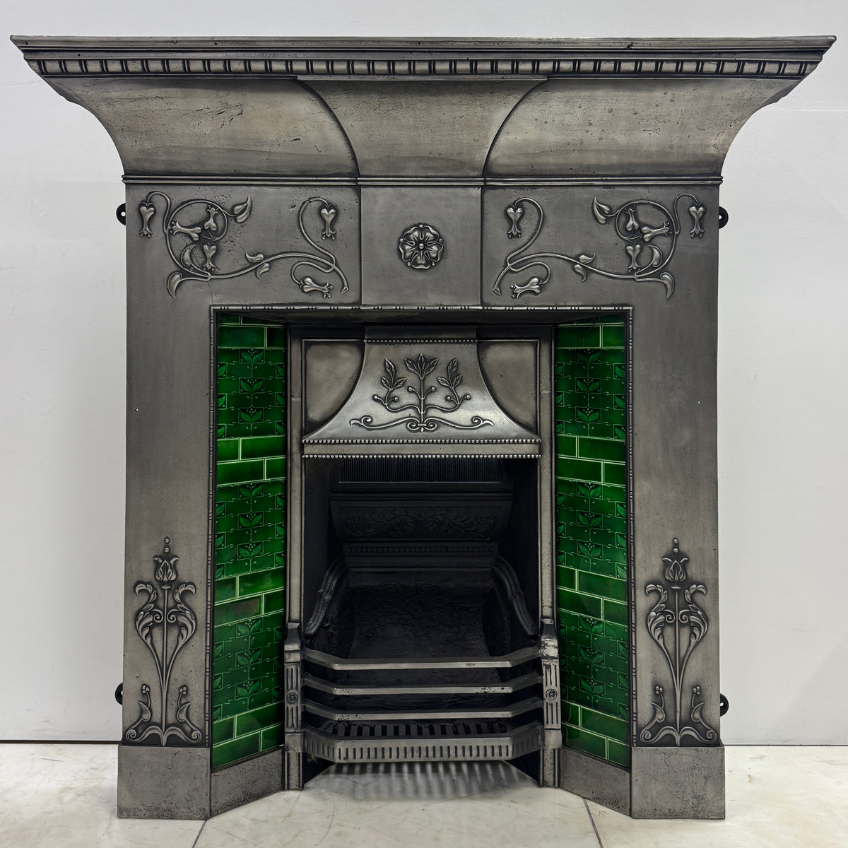 Antique Cast Iron Art Nouveau Combination Fireplace | The Architectural Forum