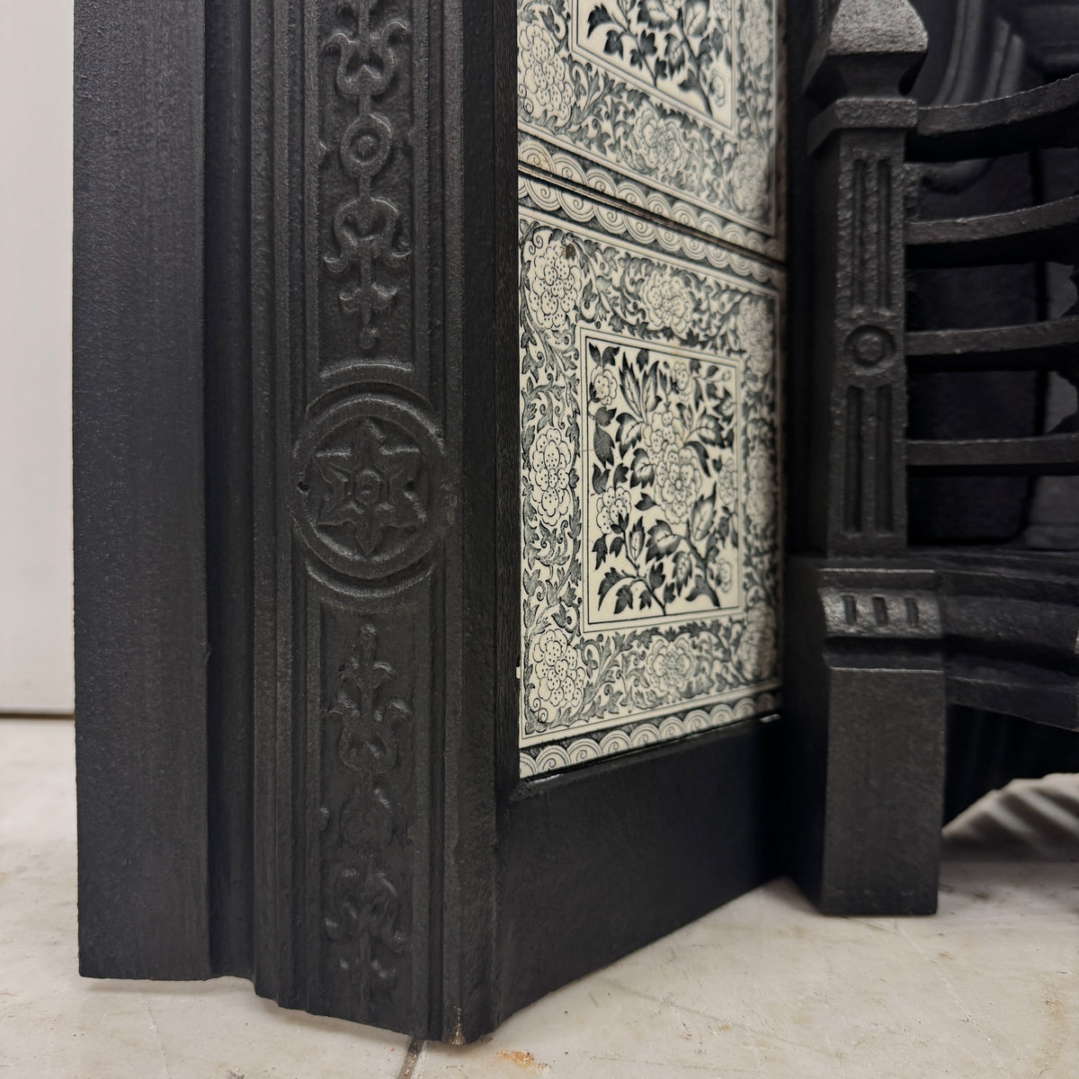 Antique Victorian Cast Iron Floral Tiled Fireplace Insert | The Architectural Forum