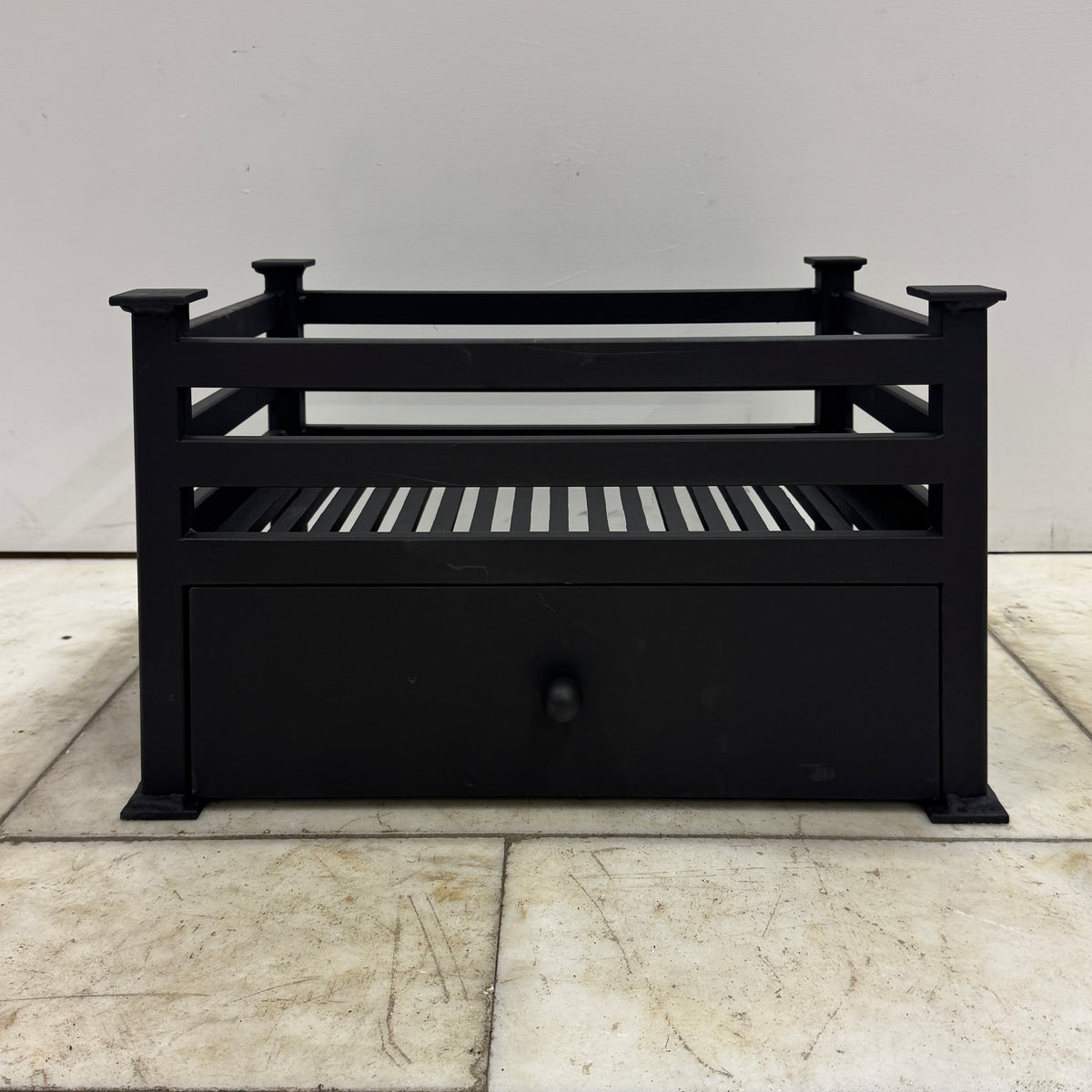 Reclaimed Cast Iron Fire Basket With Ash Pan