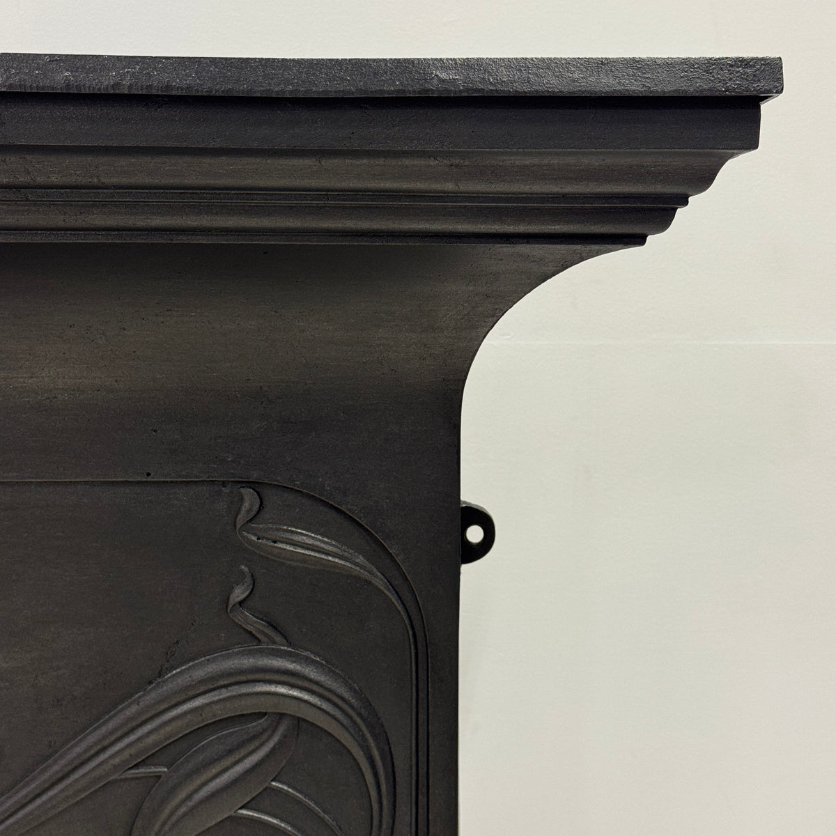 Antique Cast Iron Art Nouveau Combination Fireplace With Tiles