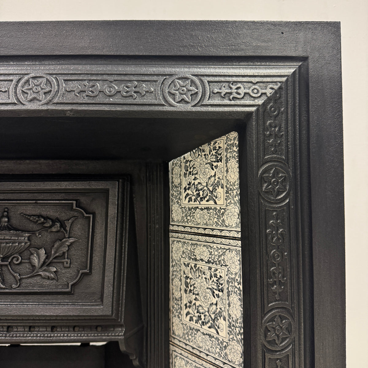 Antique Victorian Cast Iron Floral Tiled Fireplace Insert | The Architectural Forum