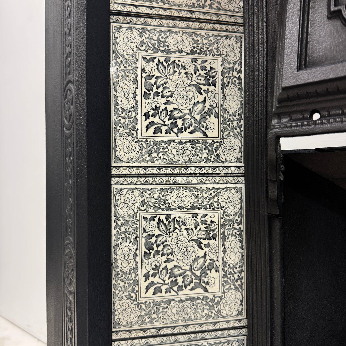 Antique Victorian Cast Iron Floral Tiled Fireplace Insert | The Architectural Forum