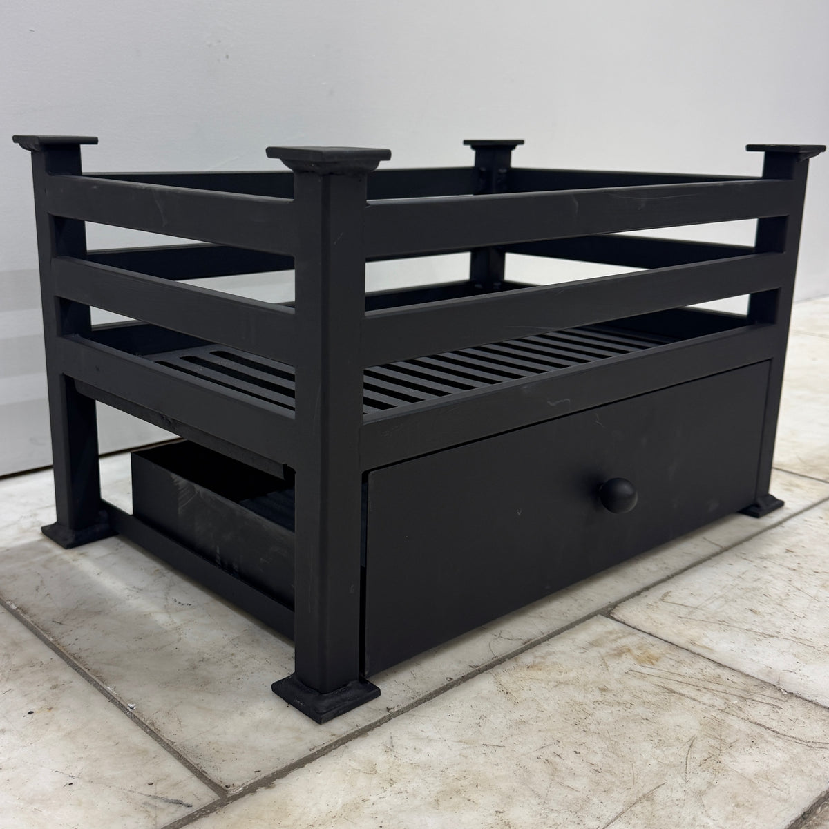 Reclaimed Cast Iron Fire Basket With Ash Pan