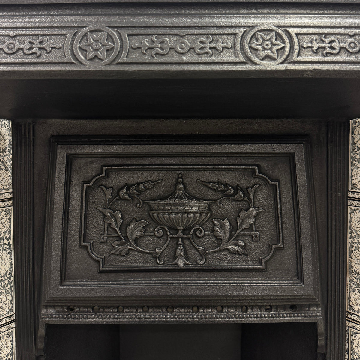 Antique Victorian Cast Iron Floral Tiled Fireplace Insert | The Architectural Forum